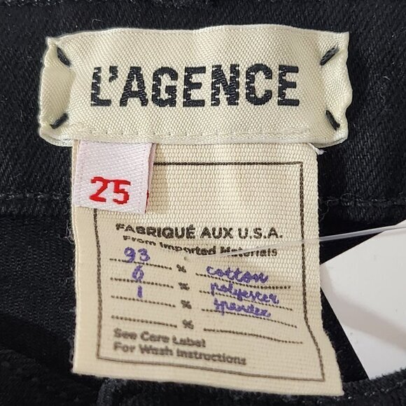 2/$50 L’Agence Zepplin Black Skinny Jeans Size 25 Mid Rise Stretch Denim NWT - Picture 3 of 6